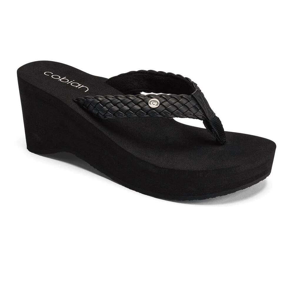 NEW COBIAN women's zoe wedge sandal in black